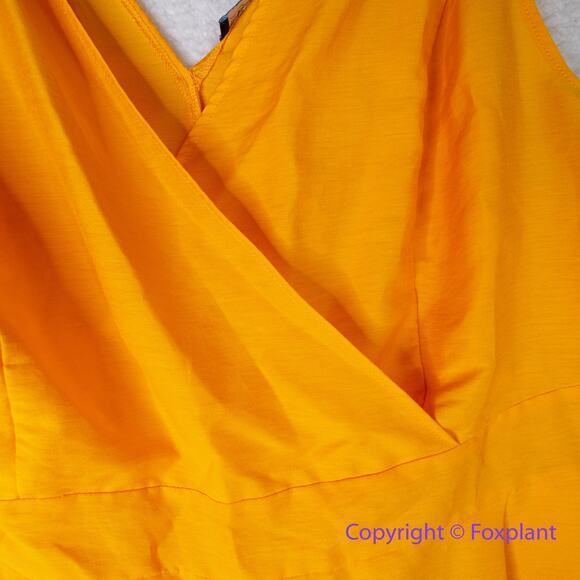 ELOQUII Women's Plus Size Tie Strap Wide‎ Leg Jumpsuit marigold yellow, size 24 - Picture 9 of 16